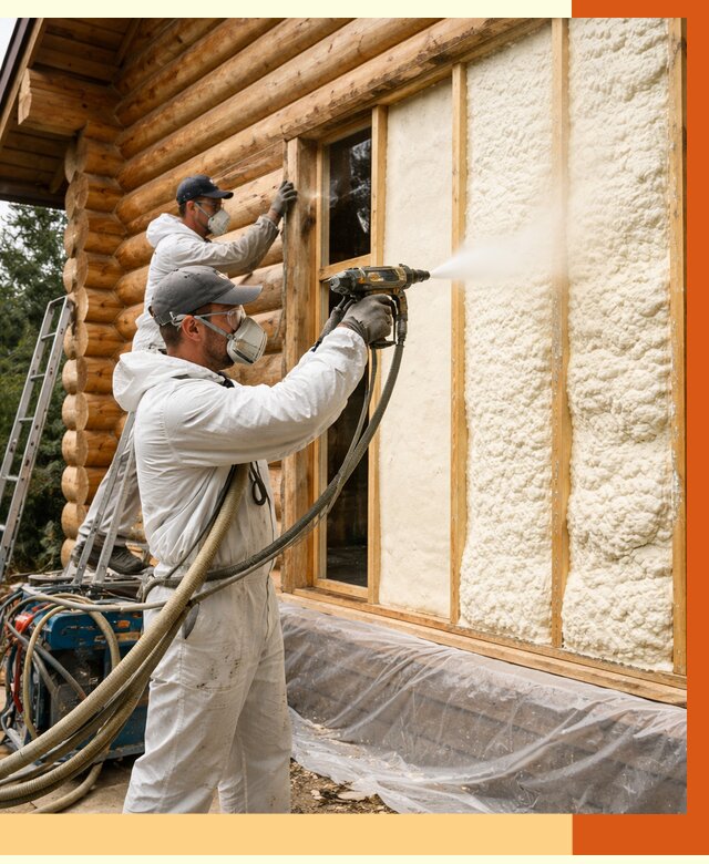 Утепление деревянного дома ППУ в Домодедово от 4421 руб/м2 | ТепломастерДмд — под ключ