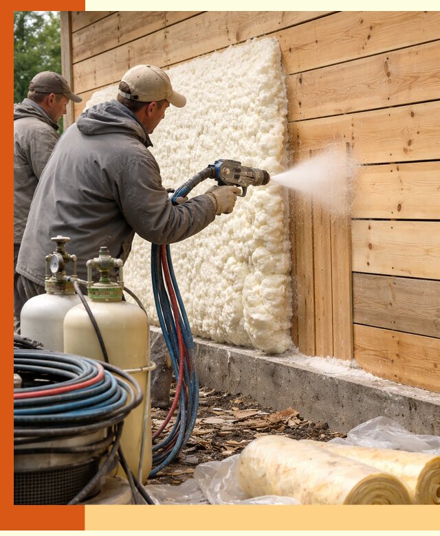 Утепление деревянного дома пенополиуретаном в Домодедово