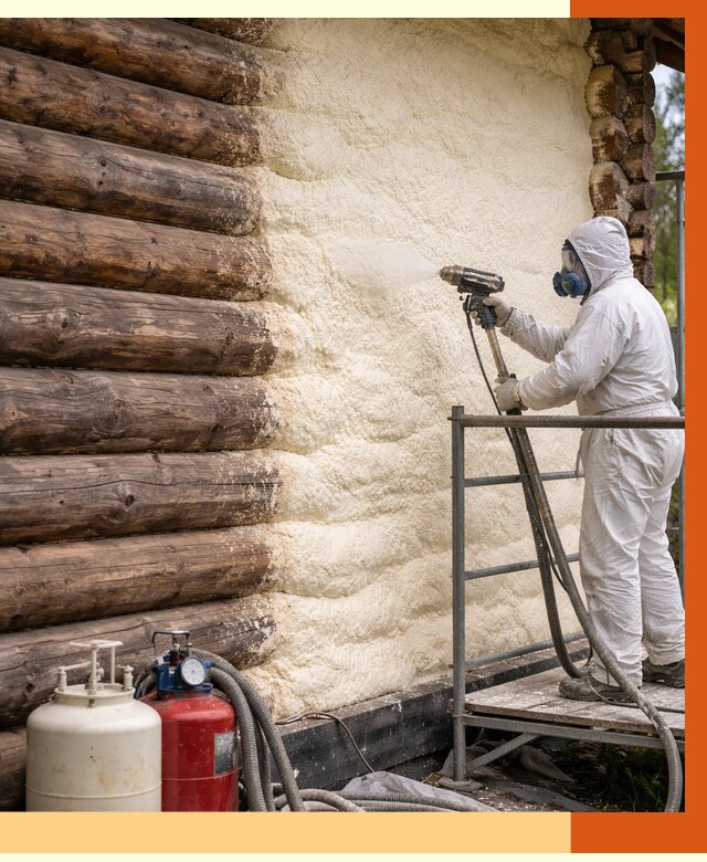 Утепление бревенчатого дома ППУ в Домодедово под ключ от 6579 руб. | ТепломастерДмд