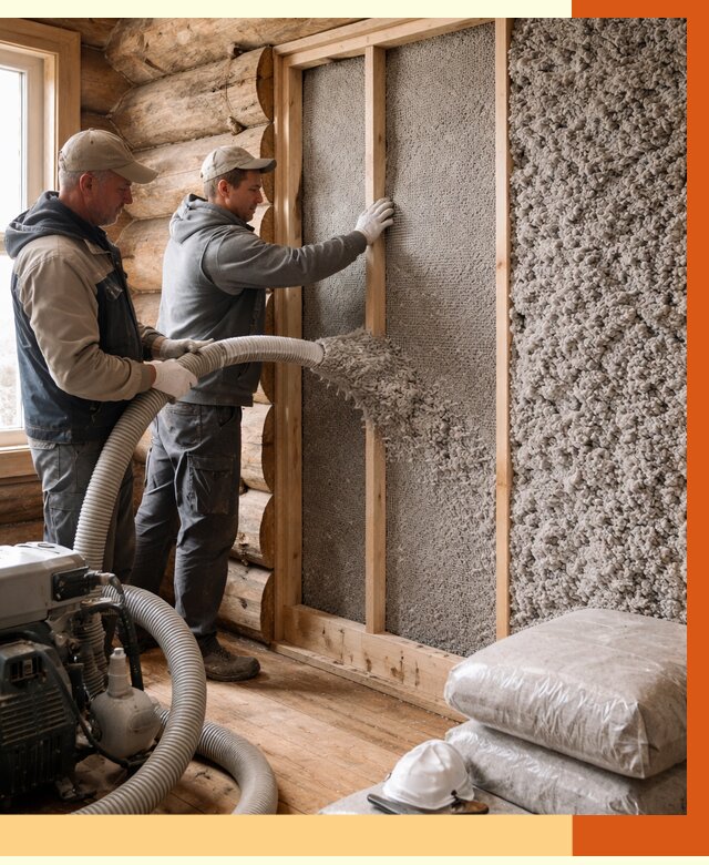 Утепление бревенчатого дома эковатой в Домодедово от 2895 руб. | ТепломастерДмд