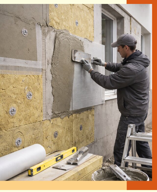 Утепление фасада под штукатурку в Домодедово от 4421 руб/м2 — монтаж пенопластом и минватой | ТепломастерДмд