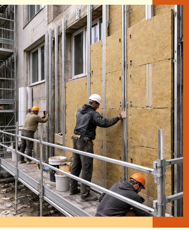 Утепление вентилируемого фасада в Домодедово от 5895 руб/м2 — монтаж и утепление вентфасад | ТепломастерДмд