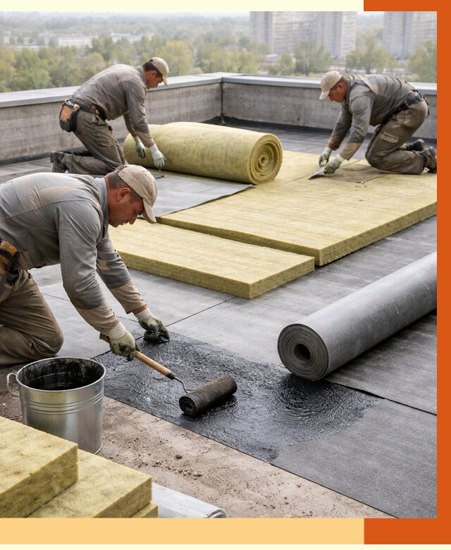 Утепление плоской крыши в Домодедово от 7579 руб./м2 под ключ | ТепломастерДмд
