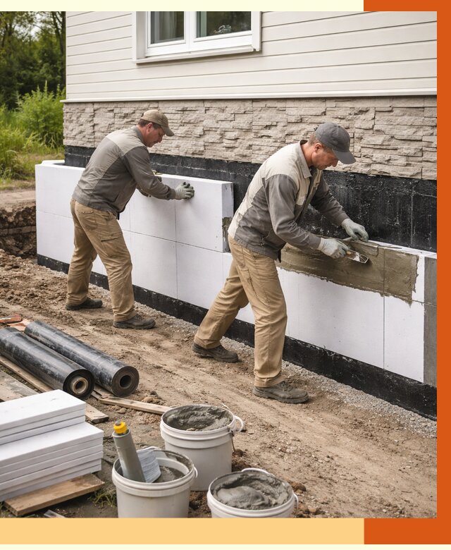 Утепление фундамента снаружи в Домодедово от 4421 руб. за м² | ТепломастерДмд