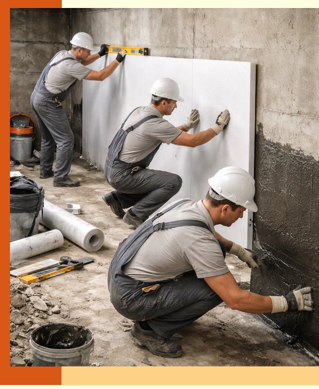 Утепление фундамента изнутри профессионально в Домодедово