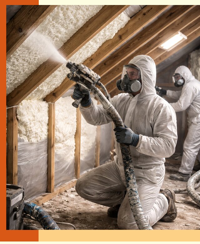 Утепление чердака пенополиуретаном (ППУ) в Домодедово