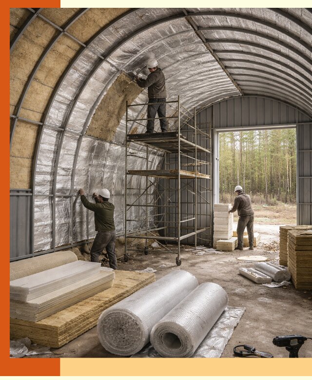 Утепление арочного ангара под ключ в Домодедово