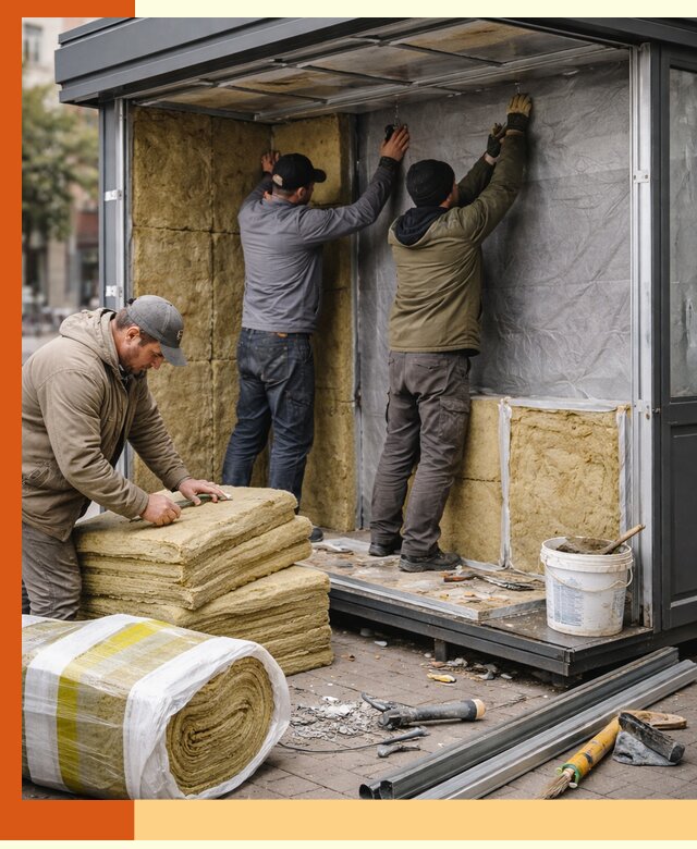 Утепление павильона шаурмы под ключ в Домодедово