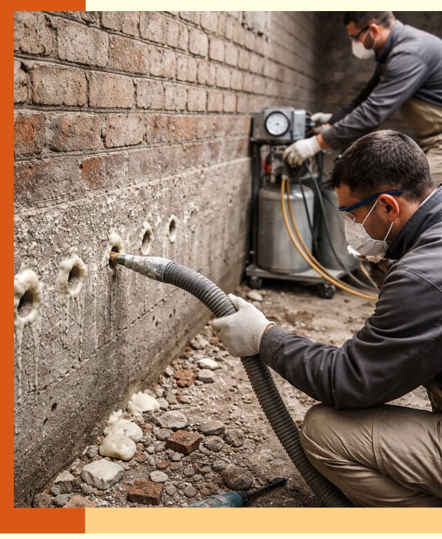 Заполнение колодцевой кладки ППУ в Домодедово быстро и герметично