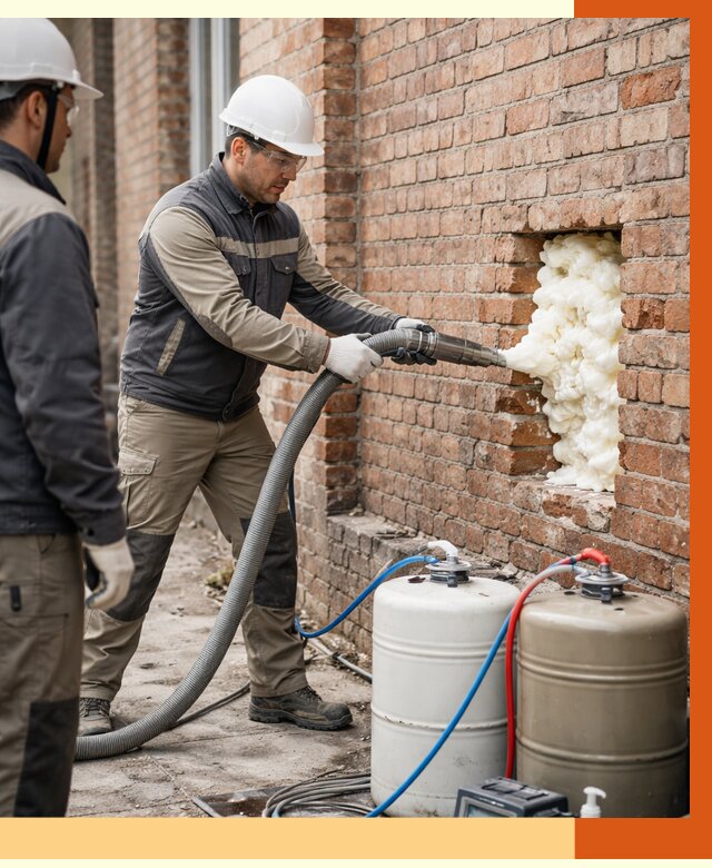 Заливка ППУ в пустоты кирпичной стены в Домодедово от 2895 руб. | ТепломастерДмд