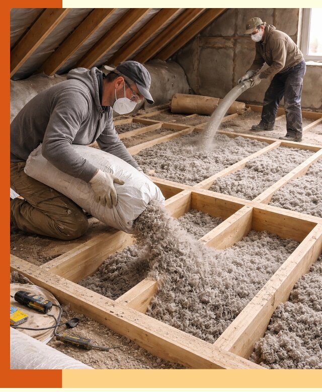 Заполнение полостей чердачного перекрытия в Домодедово качественно и надёжно