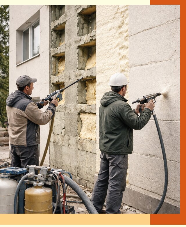 Заполнение пустот фасада в Домодедово от 4737 руб. — утепление пустот облицовки | ТепломастерДмд