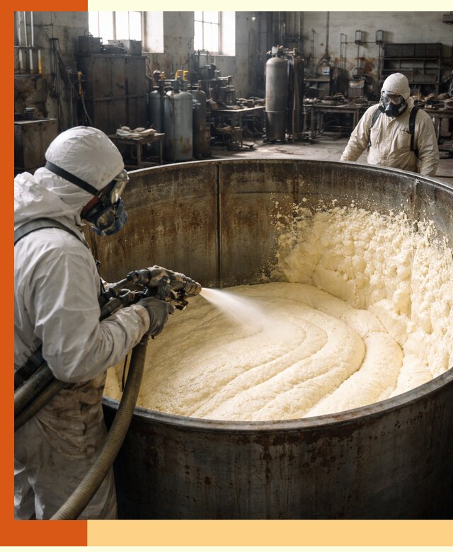 Заливка ппу в емкости с полной изоляцией и герметизацией в Домодедово