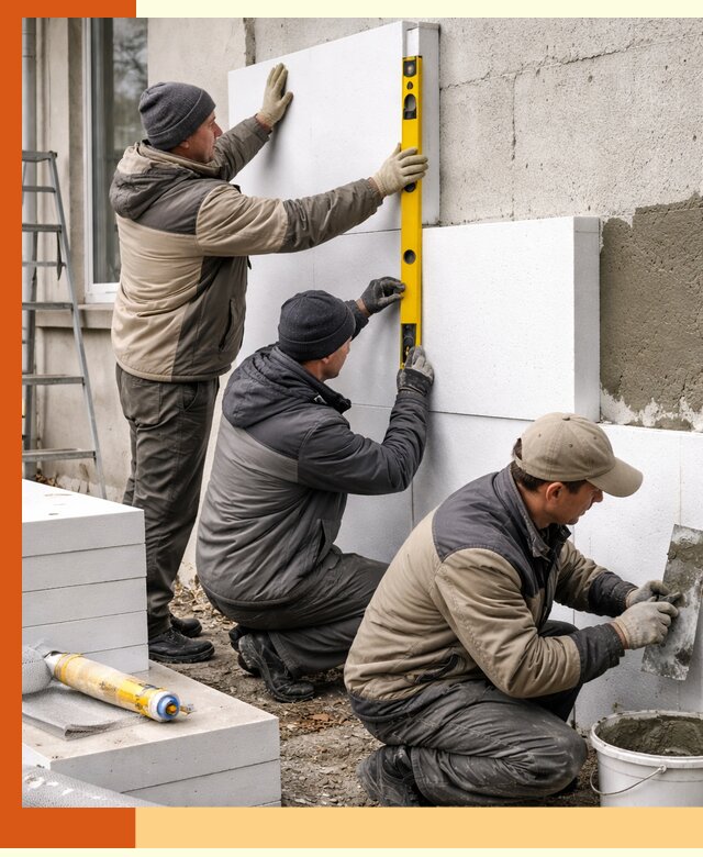 Утепление пенопластом наружных стен и фасадов в Домодедово