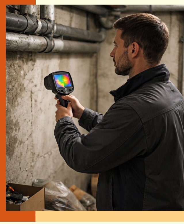 Тепловизионное обследование подвала в Домодедово для поиска утечек тепла