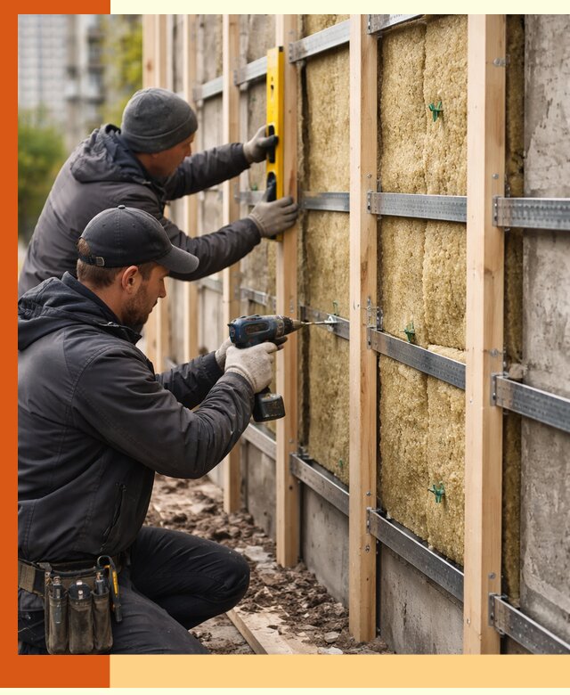Монтаж обрешетки под утепление зданий и квартир в Домодедово